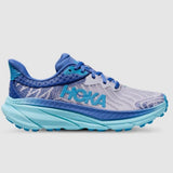 Women's Hoka Challenger ATR 7 trail running shoes in B-width with a Cosmos-inspired design, featuring lightweight cushioning and rugged outsole.