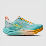 Women's Hoka Clifton 10 running shoes in blue spark with white accents, designed for comfort and performance.
