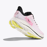 Women's Hoka Clifton 10 running shoes in Carnation Black with B-width, featuring breathable mesh upper and cushioned sole for comfort.