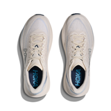 Women's Hoka Mach 7 shoes in B-width, featuring a sleek design with Alabaster and Soaring Blue accents, suitable for running and athletic wear.