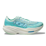 Women's Hoka Mach X 2 running shoes in blue with black accents, showcasing lightweight design and breathable mesh.