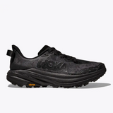 Women's Hoka Speedgoat 6 trail running shoes in grey skies and cosmic grey with black accents, B-width, designed for trail running.