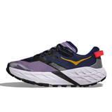 Women’s Hoka Speedgoat 7 trail running shoes in berry jam and starlight glow with B-width, featuring a vibrant design and supportive sole.