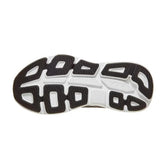 Women's Hoka Bondi 9 wide running shoes in black with white soles, featuring a supportive design and cushioned sole for comfort.