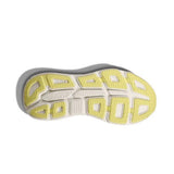 Women's Hoka Bondi 9 running shoes in blue with sparkly sole, designed for comfort and support.
