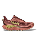 Womens Hoka Challenger 8 shoes in blush color, B-width, with a breathable mesh upper and cushioned sole for running comfort.