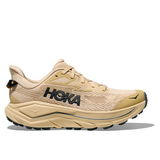 Women's Hoka Challenger 8 wide running shoes in faded navy and barley flour color, featuring supportive D-width design.