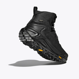 Women’s Hoka Kaha 3 GTX shoes in black, featuring a B-width design, suitable for outdoor walking and running comfort.