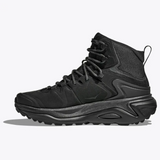 Women's Hoka Kaha 3 GTX shoes in black, B-width, featuring waterproof Gore-Tex material and cushioned athletic design.