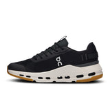 On Cloudnova Form 2 women's active life shoes, black and white athletic sneakers with cushioned soles and breathable mesh upper.