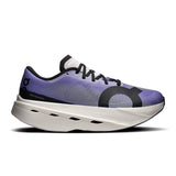 Women's On Cloudboom Volt road running shoes in black and white with lightweight design and visible cushioning.