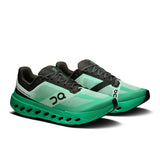 Men's On Cloudsurfer Next road running shoes in black with breathable mesh and cushioned sole, designed for comfortable running.