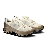 Men's On Cloudrock Low Waterproof hiking shoes with rugged outsole and waterproof upper, designed for outdoor adventures.