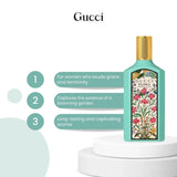 Gucci Flora Gorgeous Jasmine women's perfume spray 1.7 oz with floral fragrance, elegant bottle design.