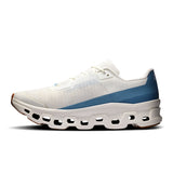 On Cloudmonster Void men's limited edition running shoe in ivory and dust with breathable mesh upper and cushioned midsole.