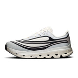 Men's On Cloudflow 5 AD running shoes in black and white, featuring lightweight design and responsive cushioning for active lifestyles.