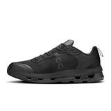 Men's On Cloudzone Moon active life shoes in black and gray with breathable mesh and cushioned soles for comfort and support.
