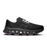 Men's On Cloudmonster 3 road running shoes in black and eclipse limited edition, showcasing the sleek design and durable outsole.