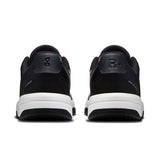 On THE ROGER Clubhouse men's tennis shoes in white with black accents, featuring breathable mesh uppers and cushioned soles.