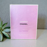 Chanel Chance Eau Tendre fragrance bottle, 100 ml (3.4 fl oz), with elegant packaging and floral design, by Bloomvera.