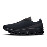 Men's On Cloudmonster 1 active life sneakers with gray and black mesh upper and cushioning sole, designed for comfort and performance.