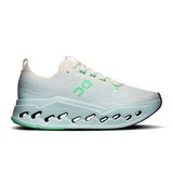 Women's On Cloudsurfer Max road running shoes in grey with cushioned midsoles and sleek design, ideal for performance running.