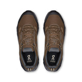 Men's On Cloudrock Low Waterproof hiking shoes in black, featuring durable waterproof material and rugged outsole for outdoor adventures.