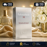 Dior Fahrenheit 32 men's eau de toilette spray in 100ml bottle, featuring sleek design and fragrance for men.