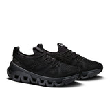 Men's On Cloud X Tempo active life sneakers, black and gray with breathable mesh upper and cushioned sole for running and training.