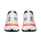 Women's On Cloudboom Strike road running shoes in black with white accents, featuring a sleek design and cushioned sole.