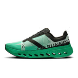 Men's On Cloudsurfer Next road running shoes in black and white with cushioned soles and breathable mesh uppers.