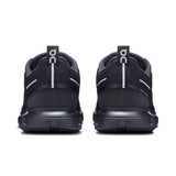 Men's On Cloud 6 Waterproof running shoes in black and gray, featuring breathable mesh and cushioned soles for active outdoor wear.