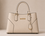 Cream Bagsor structured handbag with double handles, featuring a sleek design and spacious interior for everyday use.