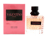 Valentino Donna Born In Roma perfume bottle with sleek design and elegant branding on a neutral background.