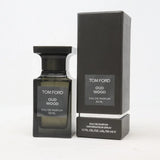 Tom Ford Oud Wood unisex Eau de Parfum bottle with sleek black packaging and golden accents, 1.7oz size.